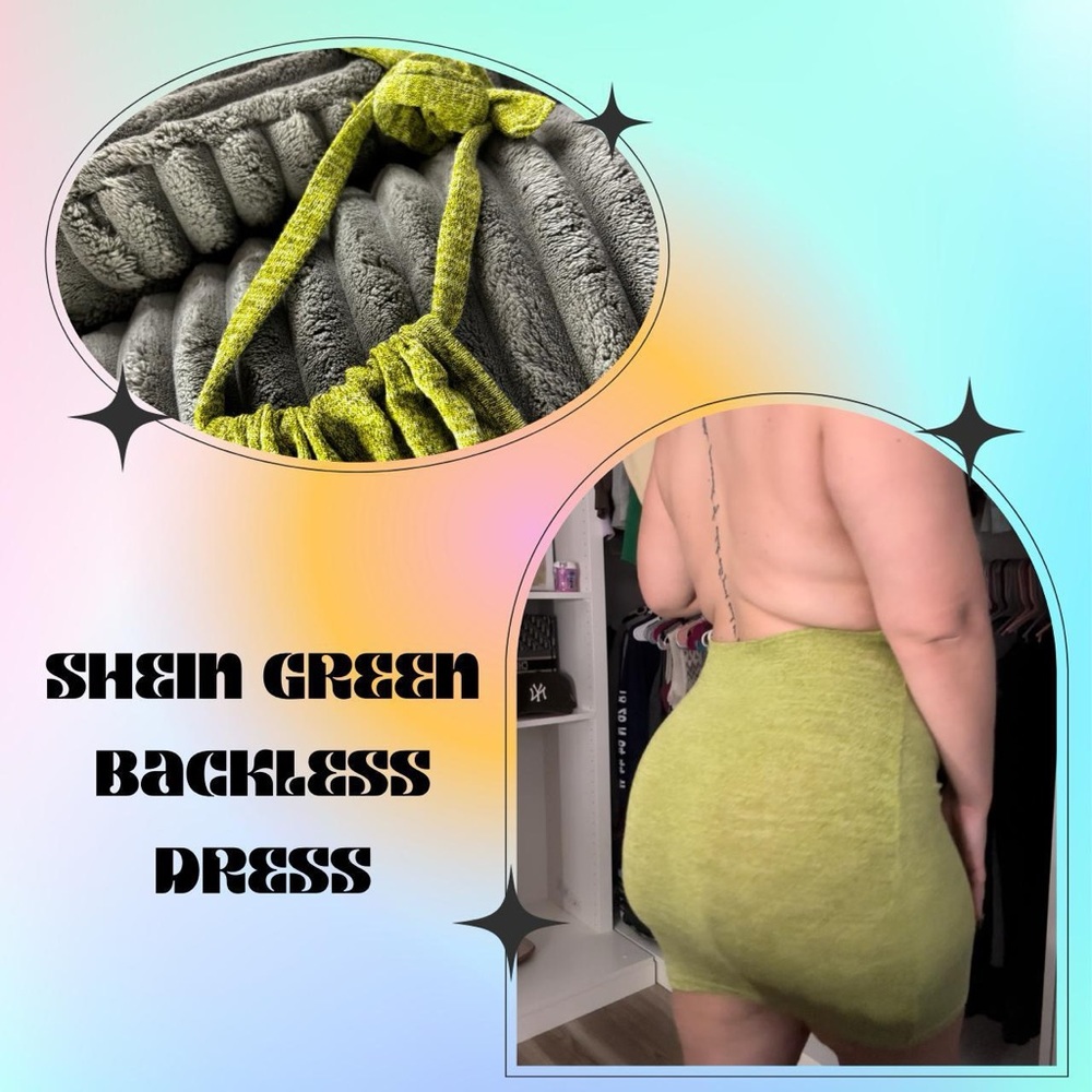 green shein backless dress
